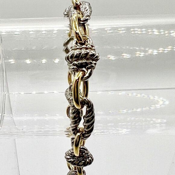 New  Phillip Gavriel STERLING SILVER & 18K GOLD VICTORIAN LINK BRACELET - Picture 3 of 8